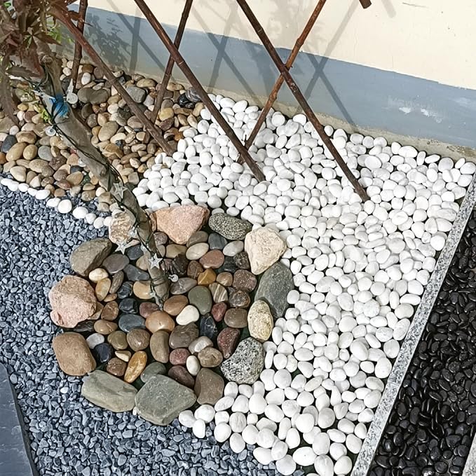 FANTIAN 40 lbs White Stones for Garden, 1-2 Inch Decorative Polished White - Image 7