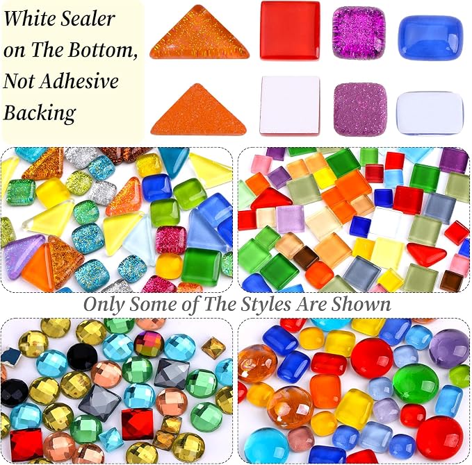2400 Pcs Colorful Irregular Crystal Mosaic Tiles, 4.4lb Tiny Mosaic Tile DIY - Image 3