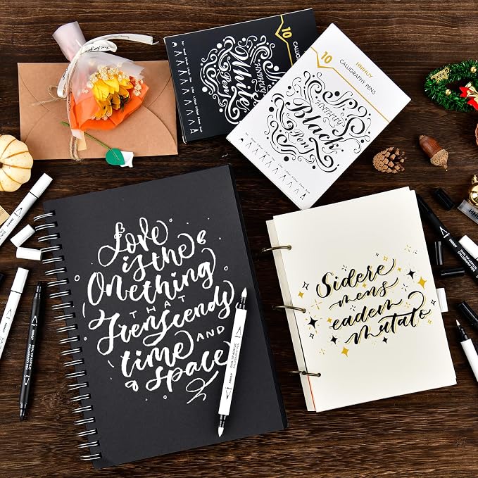 Dual Tip Black Acrylic Calligraphy Pens, 10 Size Calligraphy markes - Image 7
