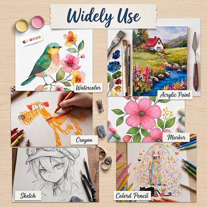 TaoBary 300 Pcs 5 x 7 Inch Watercolor Paper Sheet Bulk 140lb 300gsm White Cold - Image 3