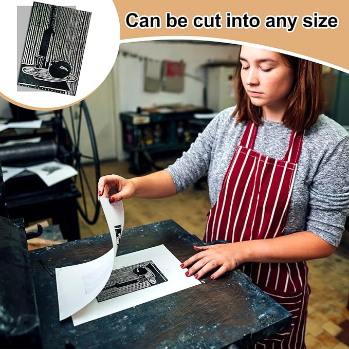 Yeaqee 8 Pcs 9 x 12 Inch Linoleum Block Rubber Carving Block Soft Linocut - Image 5