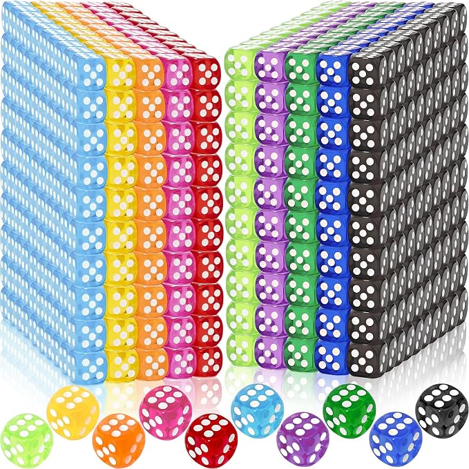 300 Pieces Colored Dice Bulk Set 14 MM 6 Sided Standard Dices by Beieverluck