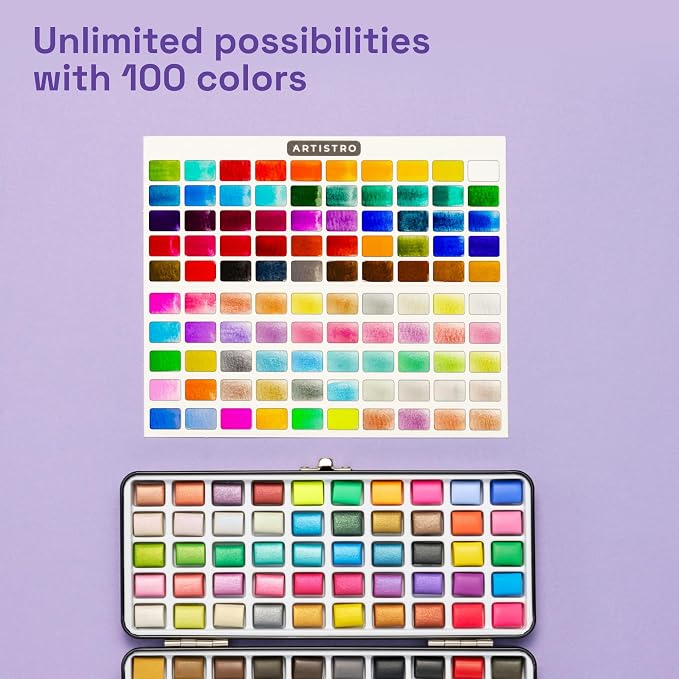 ARTISTRO 100 Color Watercolor Paint Set - Image 3