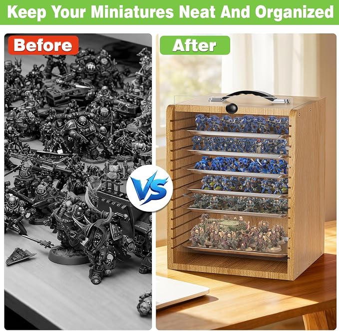 Miniature Storage Case for Collectibles Miniatures, Wooden Display Cases - Image 9