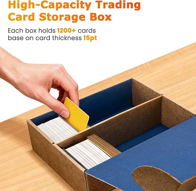 Trading Card Storage Box, Reversible Blue Gold Card Organizer - Image 5