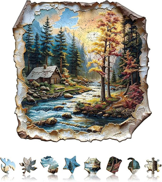 Autumn Dreamscape Puzzles Adults Gifts Wooden 185 Pieces 10.6 * 10.5in by Jollitot
