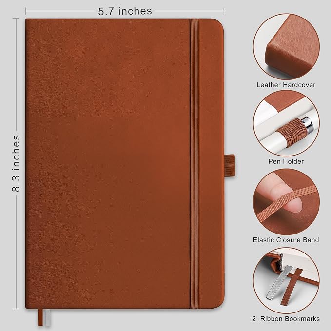 RETTACY Lined Journal Notebook, 192 Numbered Pages, A5 Size | Leather Hardcover - Image 2
