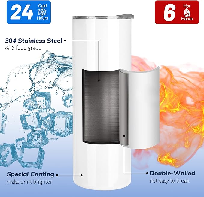 Joyclub 25 Pack 20 oz Sublimation Tumblers Bulk Sublimation Blanks - Image 4