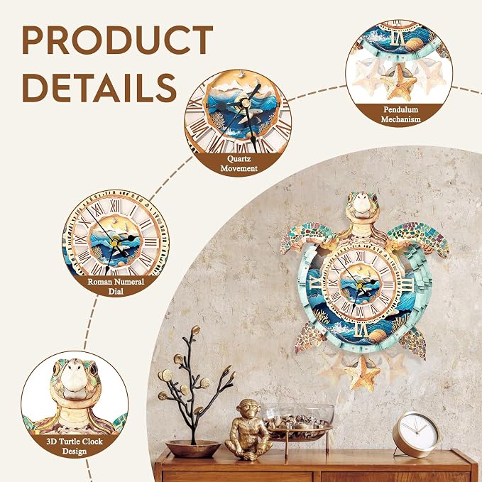 3D Puzzles for Adults Clock-Turtle Design Model Kit-Mechanical DIY Pendulum - Image 3
