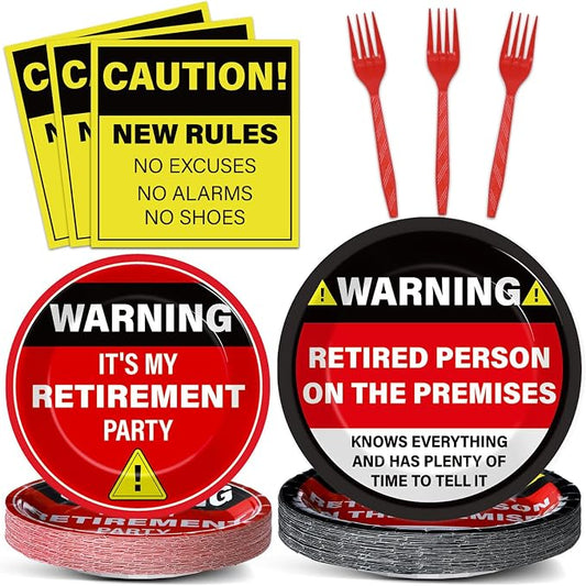 Qyeahkj 100 Pcs Funny Happy Retirement Party Supplies Caution Retirement Paper by Qyeahkj