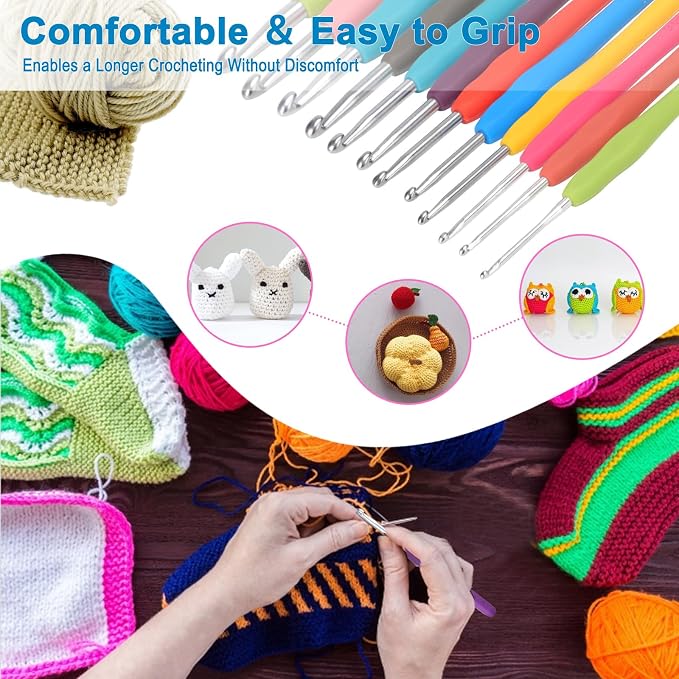 Vodiye 12 Sizes Crochet Hooks 2.0–8.0mm, Ergonomic Crochet Hook Set, Crochet - Image 3