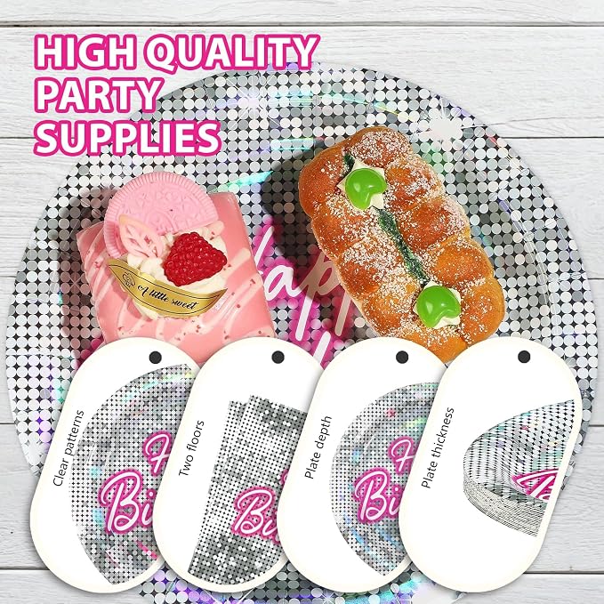 168 Pcs Hot Pink Disco Theme Party Decorations Serves 24 | Hot Pink Silver - Image 4