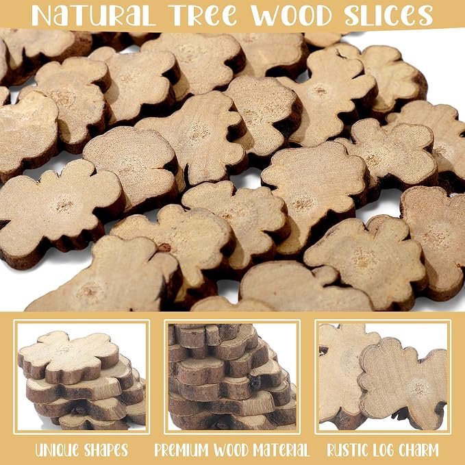 Gerrii 90 Pcs Irregular Wood Slices Log Slices - Image 3