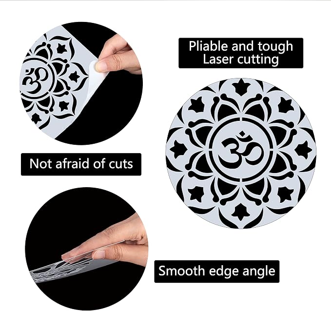 GORGECRAFT Chakra Mandala Stencil Reusable Flower Template Large 11.8x11.8 Inch - Image 3