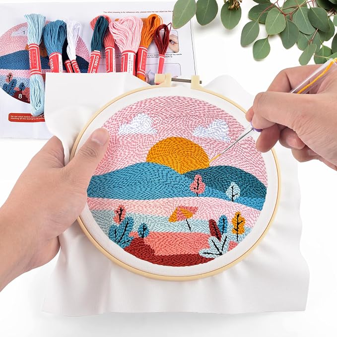 ERKOON Punch Needle Kit Adults Beginners, DIY Easy Landscapes Embroidery Set - Image 5