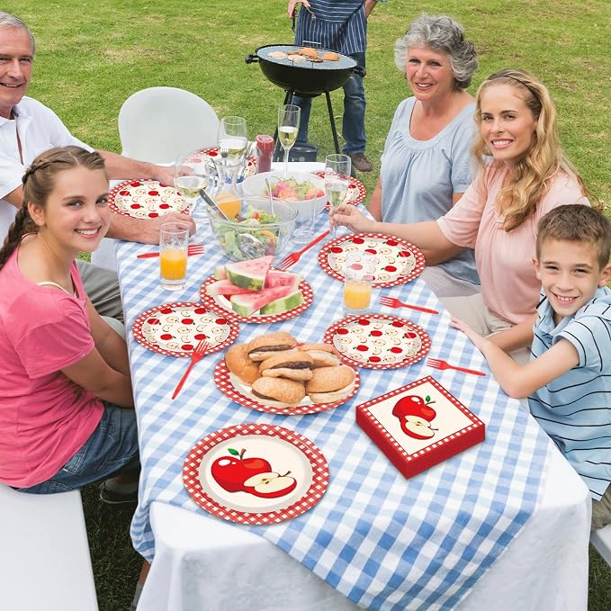 Qyeahkj 100 Pcs Apple Party Supplies Back to School Plates and Napkins Fruit - Image 7