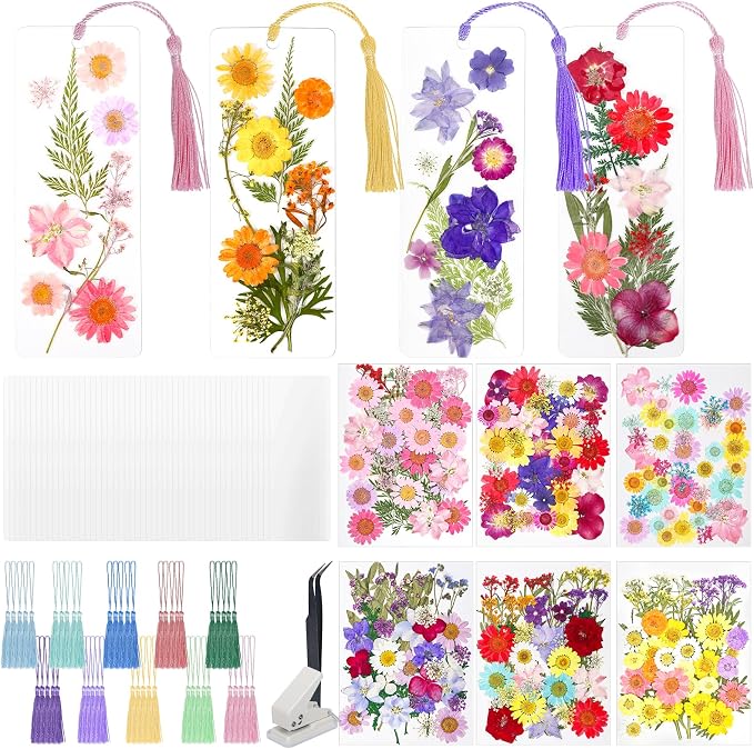 kmfosaat 344 Pcs Pressed Flower Bookmark Making Kit, 50 Laminating Pouches by Unknown