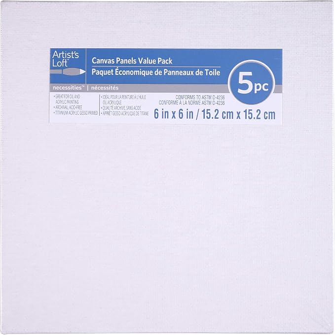 5 Pack 6" x 6" Value Canvas Panel by Artist's Loft by ArtistsLoft