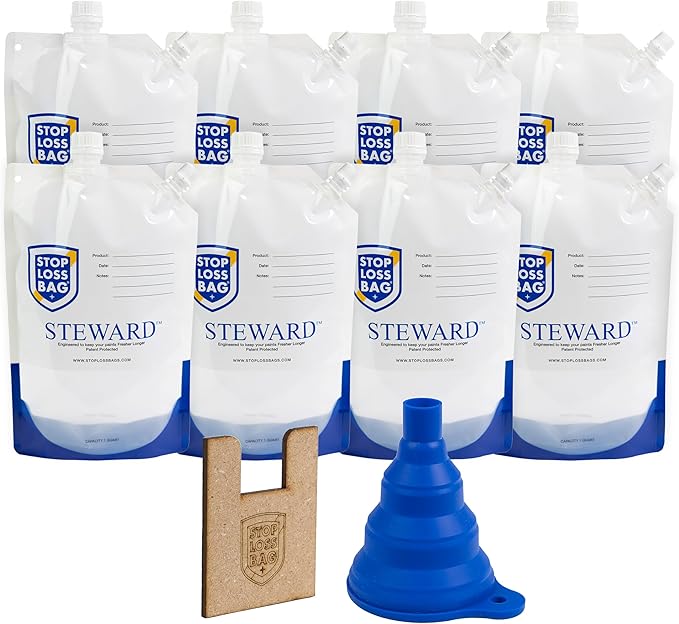 8 Reusable Paint Storage Bags 1L Leftover Paint Containers, Funnel and Clip | by StopLossBags