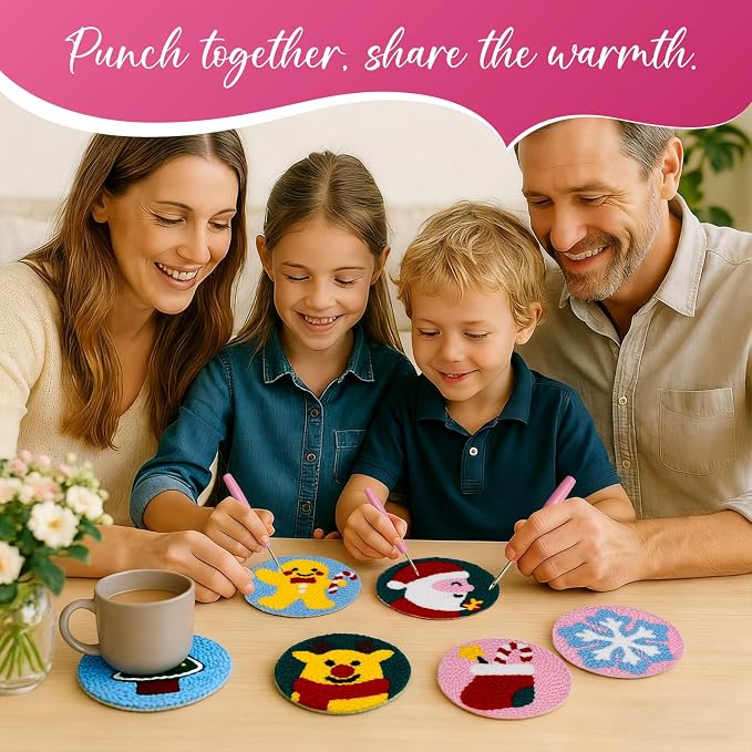 Christmas Punch Needle Kit for Adults Beginners, Easy Punch Embroidery Coaster - Image 5