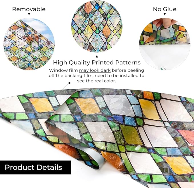 ADD.HERES Window Privacy Film, Stained Glass Decorative Static Cling, Removable - Image 6