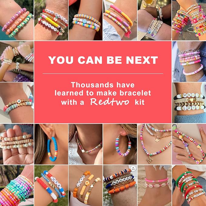 Redtwo 46000 Pcs 192 Colors Clay Beads Friendship Bracelet Making Kit | 9 Boxes - Image 4