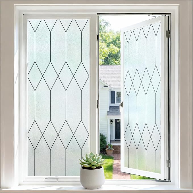 rabbitgoo Moroccan Pattern Static Cling Window Privacy Film, 35.4" x 78.7" | by rabbitgoo