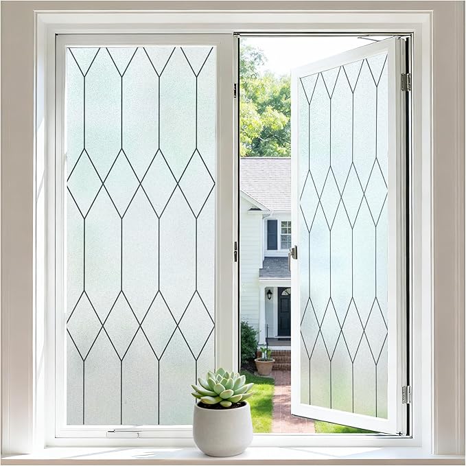 rabbitgoo Moroccan Pattern Static Cling Window Privacy Film, 35.4" x 157.4" | by rabbitgoo