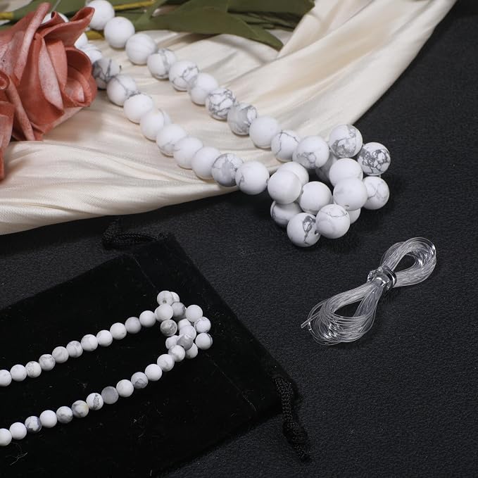4mm Matte White Howlite Bead, 15-Inch Matte Round Loose Stone Beads - Image 2