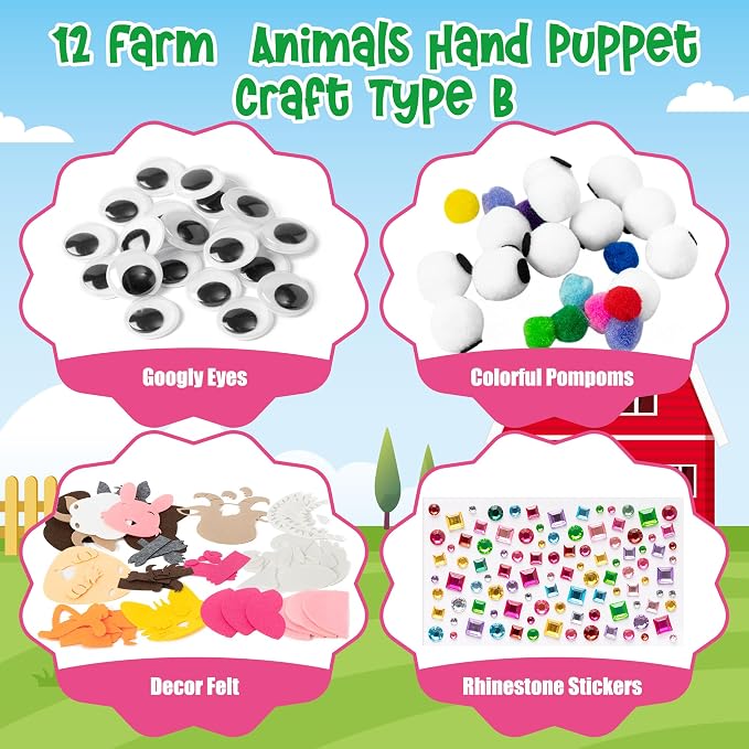 WATINC 6Pcs Hand Puppet Making Kit, Art Craft Felt Sock Puppet Toys, Creative - Image 2