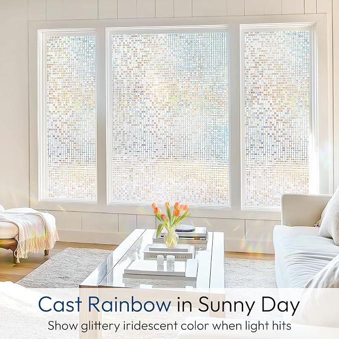 rabbitgoo Window Privacy Film, Mosaic Stained Glass Film, 17.5" x 118.1" | - Image 2