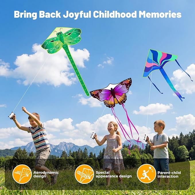 3 Pack Large Kites, Butterfly Delta Dragonfly Kites Easy to Fly | - Image 7