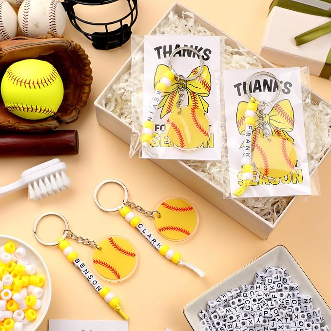 Suncalla 984 Pcs 24 Set Softball Keychain Making Kit DIY Ball Bag Tag Craft | - Image 5