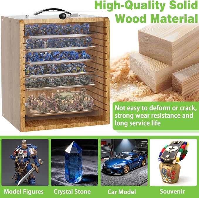 Miniature Storage Case for Collectibles Miniatures, Wooden Display Cases - Image 7