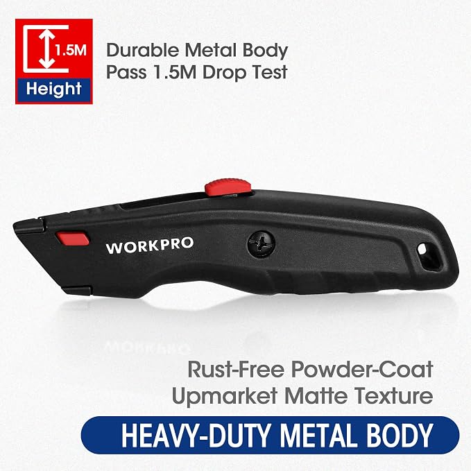 WORKPRO Premium Utility Knife, Retractable All Metal Heavy Duty Box Cutter - Image 3