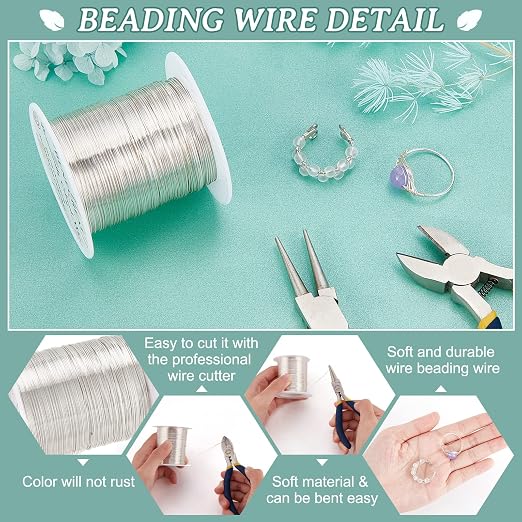 BENECREAT 24 Gauge 87 Yards Tarnish Resistant Silver Wire Jewelry Beading Wire - Image 4