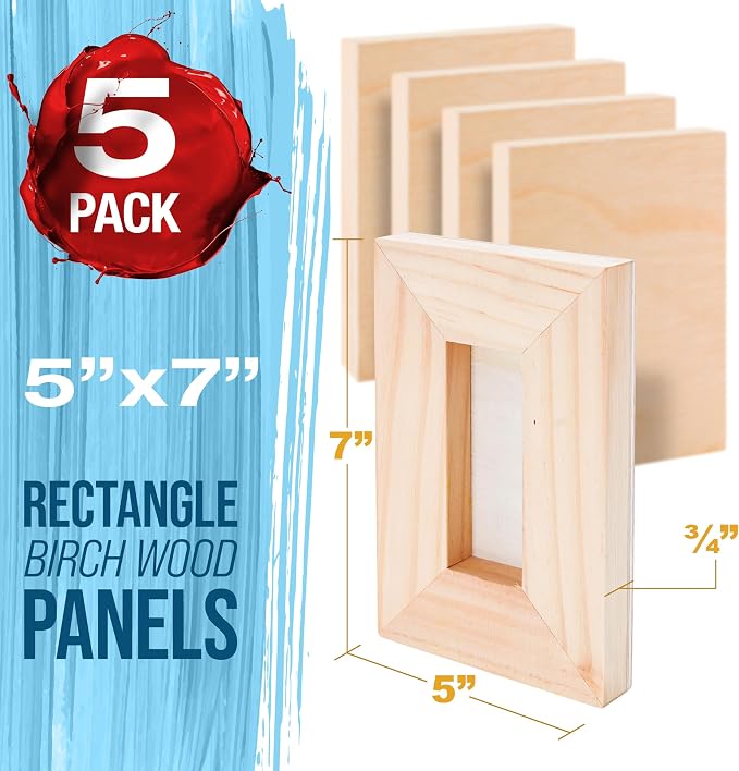 U.S. Art Supply 05" x 07" Unfinished Cradled Wood Panels - Image 2