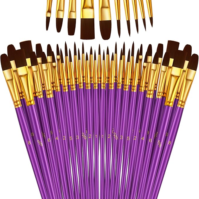 Paint Brushes Set, 24 Pack 240 Pcs Round-Pointed Tip Paintbrushes Nylon Hair by LIDCOM