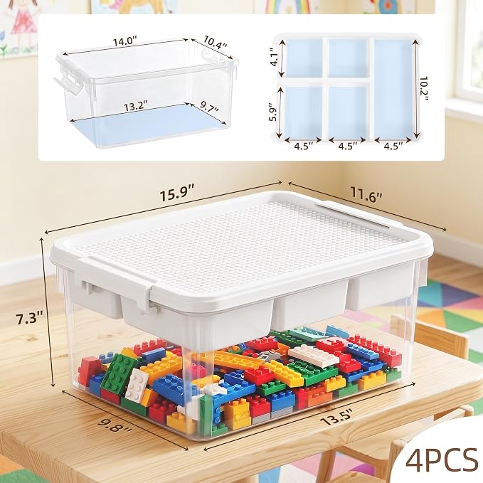 Citylife 17QT 4-Pack Plastic Craft Storage Box Buildable Lid Removable Tray | - Image 2