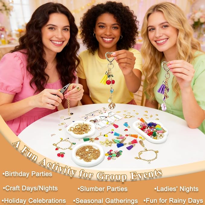 LOIKMIUP 570 Pcs Keychain Making Kit, DIY Charm Making Supplies - Image 4