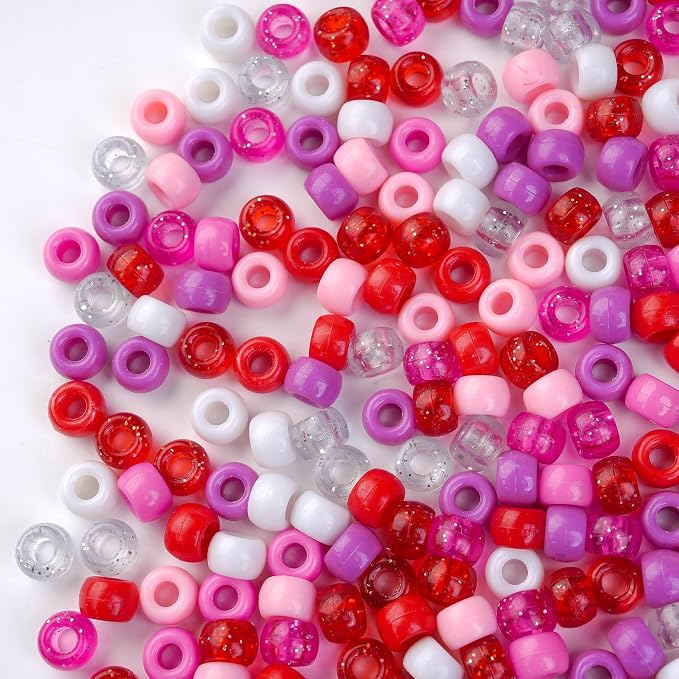 1000PCS 6x9mm Valentine's Day Red Theme Pony Beads Bulk, Kandi Beads - Image 3