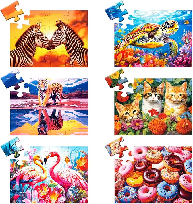 6 Packs 16 Piece Large Piece Jigsaw Puzzle Dementia Alzheimer's Products and by WSCXSC
