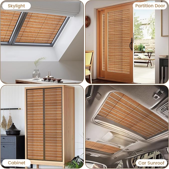 DKTIE Wooden Blinds Pattern Decorative Window Privacy Film, Sun Blocking Heat - Image 4