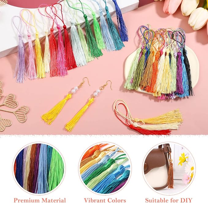 Bookmark Tassels Bulk, Cridoz 200Pcs Small Tassels Silky Handmade Soft Craft - Image 5