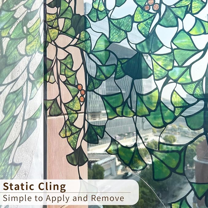 Original Hand Drawn Stained Glass Window Cling Haing Plants，Double Sided - Image 6