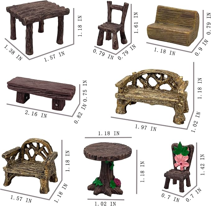 Fairy Garden Accessories Miniature Table and Chairs Set Micro Landscape - Image 2