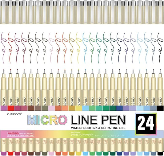 05 Micro Pen, Waterproof Archival Ink, 0.48mm Fineliner Ink Pens by CHARSOCO