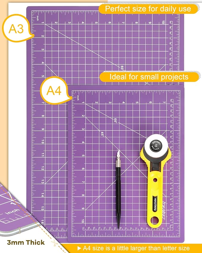 Thickened 18"x12" Self Healing Cutting Mat, Idemeet Rotary Cutting Sewing Mat - Image 2