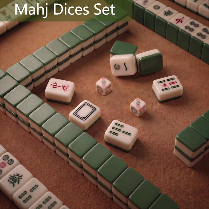 4 Pack Mahjong Dice Set with Green Pouch, 18mm Acrylic Colorful Dice - Image 5