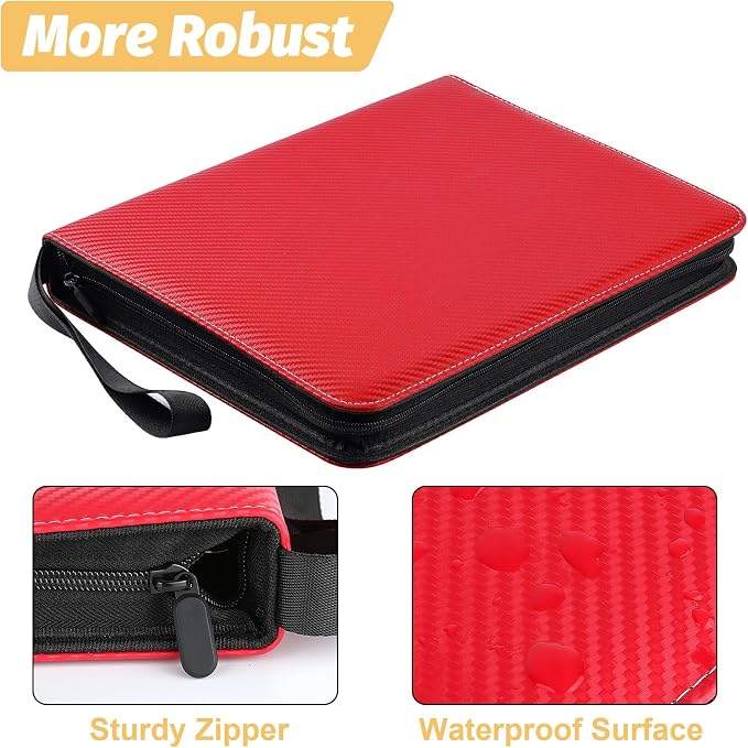 GERMUN 3 Ring 9 Pocket Zipper Card Binder, 720 Double Sided Standard PU Trading - Image 6